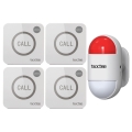 taoctee Panic Alarm Buttons Strobe Siren Remote Alarm System with Sound & Light Security Alarm Warning Strobe Alarm System for Home Bussiness One Siren and Four Buttons Battery Operated and USB Charging