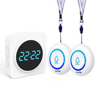 Taoctee Wireless Calling System Panic Alarm for Elderly 2 Waterproof Elderly Alarm Call Buttons with 1 Receiver for Elderly Patient Kids Safety